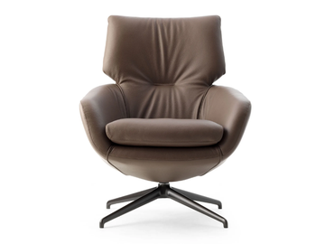 LX694 - Swivel leather armchair with 4-spoke base by LEOLUX LX - view 3